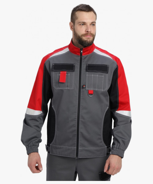 Костюм Вектрон-1 (тк.Смесовая МВО,240) брюки, серый/черный/красный