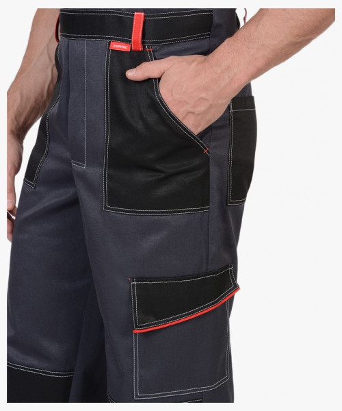 Костюм СИРИУС-ПОЛИНОМ куртка, п/к, темно-серый со светло-серым, черным, красным и СОП