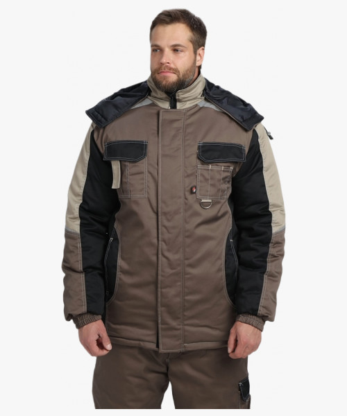 Костюм зимний Мега IMP (тк.Смесовая,240) брюки, коричневый/черный/бежевый