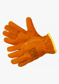 Driver Lux Zima Перчатки из спилка оранжевого цвета, утеплитель мех-мутон