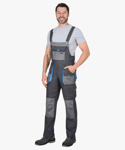 Костюм СИРИУС-ДВИН куртка, полукомбинезон т.серый со ср.серым и голубой отделкой пл. 275 г/кв.м