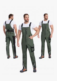 Полукомбинезон ProfLineLeader (тк.Хлопок/Спандекс,260), хаки/черный