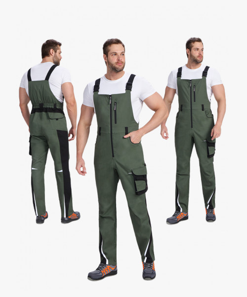 Полукомбинезон ProfLineLeader (тк.Хлопок/Спандекс,260), хаки/черный