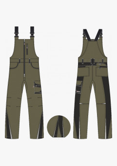 Полукомбинезон ProfLineLeader (тк. Хлопок, Спандекс, 260 г/м2), хаки, чёрный