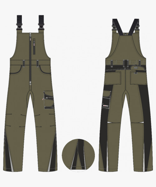 Полукомбинезон ProfLineLeader (тк. Хлопок/Спандекс, 260), хаки/черный