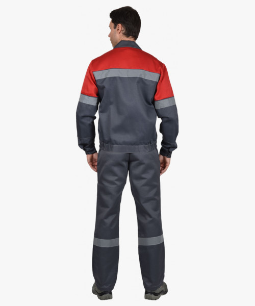 Костюм СИРИУС-ЛЕГИОНЕР куртка, п/к т.серый с красным СОП 50 мм