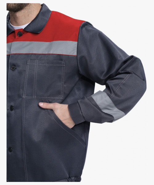 Костюм Лигор-1 СОП (тк.Смесовая,210) брюки, т.серый/красный