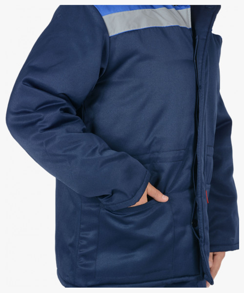 Куртка СИРИУС-БРИГАДИР мех. ворот, синяя с васильковым и СОП