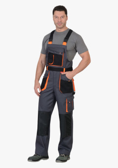 Полукомбинезон СИРИУС-МАНХЕТТЕН т.серый с оранж. и черным тк. стрейч пл. 250 г/кв.м