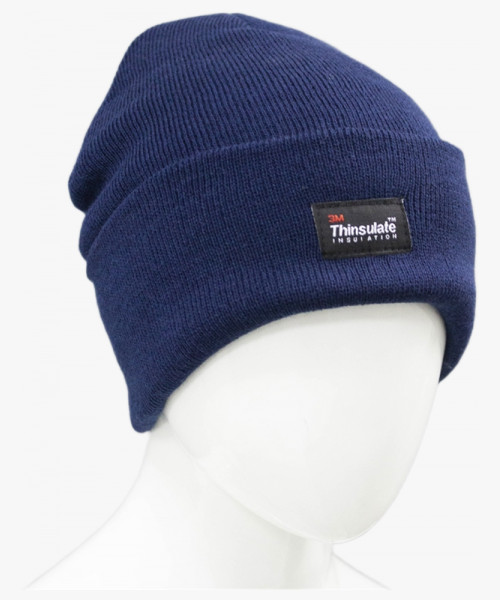 Шапка трикотажная двойная утепленная Север, темно-синий