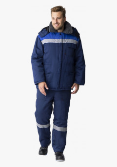Костюм зимний Труженик-Ультра-1 СОП  (тк.Смесовая,210) брюки, т.синий/васильковый