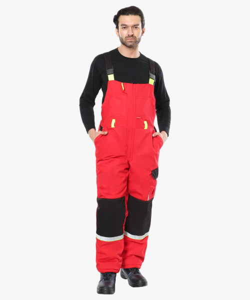 Костюм СИРИУС-СТАН куртка, п/к, красный с черным и лимонной отделкой