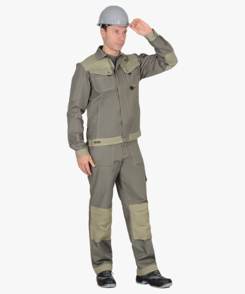 Куртка СИРИУС-ВЕСТ-ВОРК  т.оливковый со св.оливковым пл. 275 г/кв.м