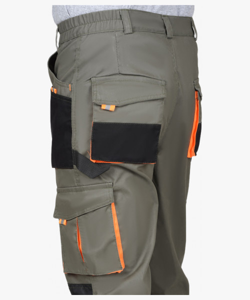 Костюм СИРИУС-МАНХЕТТЕН куртка, брюки оливковый с оранжевым и чер. тк. мех. стрейч пл 260 г/кв.м