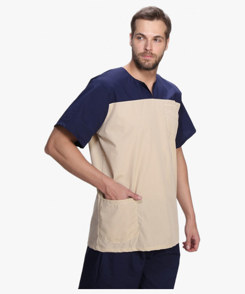 Костюм мужской Стоматолог (тк.ТиСи), т.синий/бежевый