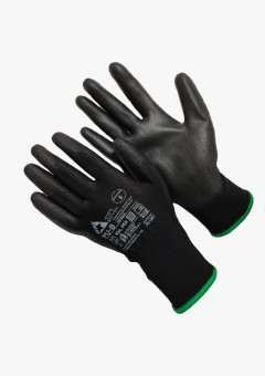 Astra Pu-B Перчатки из полиэстера черного цвета с полиуретановым покрытием