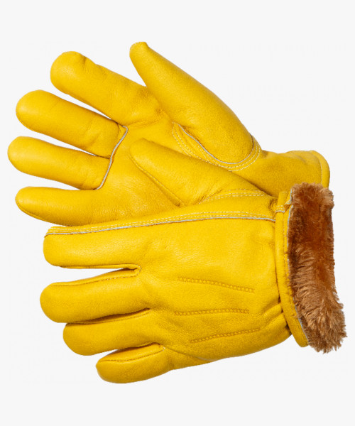 Force GOLD Zima Перчатки цельнокожаные желтого цвета, утеплитель мутон