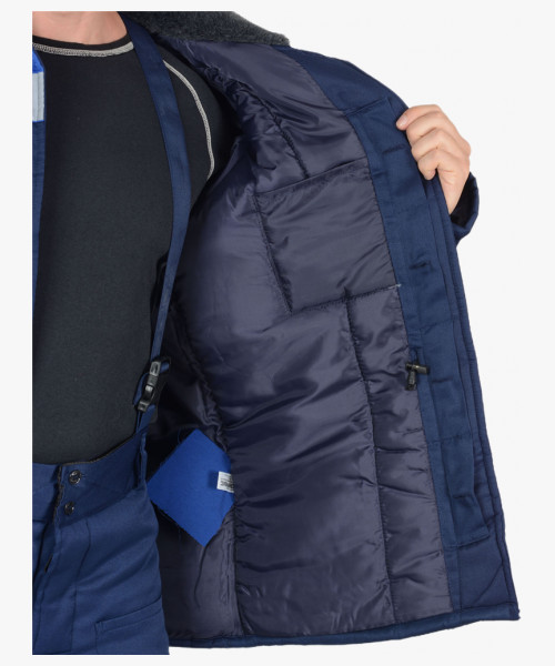 Куртка СИРИУС-БРИГАДИР мех. ворот, синяя с васильковым и СОП