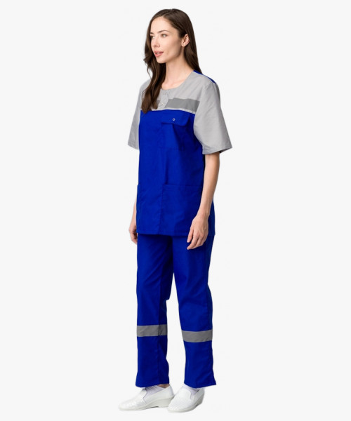 Костюм Скорая помощь СОП (тк.ТиСи,120), васильковый/серый