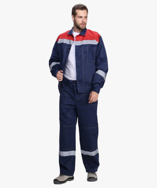 Костюм Лигор-1 СОП (тк.Смесовая,210) брюки РБ, т.синий/красный