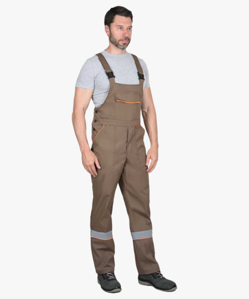 Костюм СИРИУС-МАСТЕР летний: куртка, полукомбинезон, кофейный с тёмно-коричневой отделкой