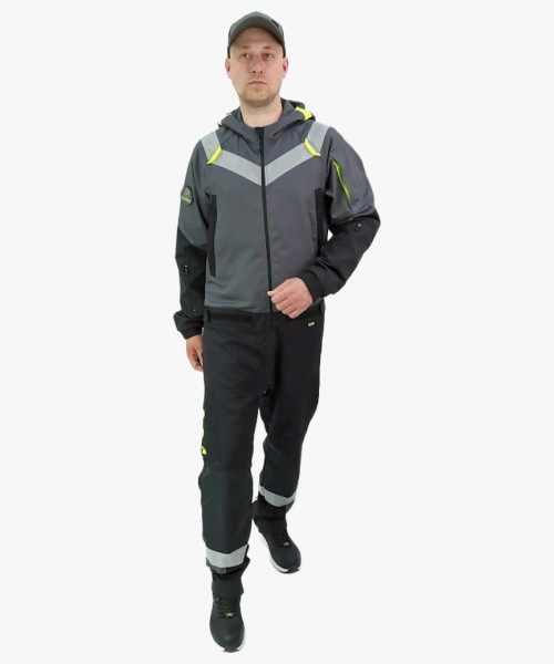 Комбинезон летний мужской Brodeks KS503, цвет серый, чёрный