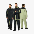 Костюм сварщика комбинированный 2 кл.защиты (тк.Брезент,550/Спилок S=2,3), черный/бежевый