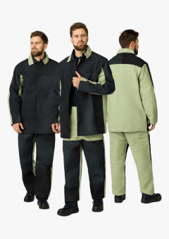 Костюм сварщика комбинированный 2 кл.защиты (тк.Брезент,550/Спилок S=2,3), черный/бежевый
