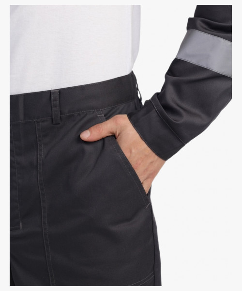 Костюм Лигор-1 Премиум СОП (тк.Смесовая,240) брюки, т.серый/красный