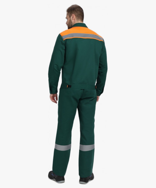 Костюм Итрорис-1 СОП (тк.Саржа,250) брюки, т.зеленый/оранжевый