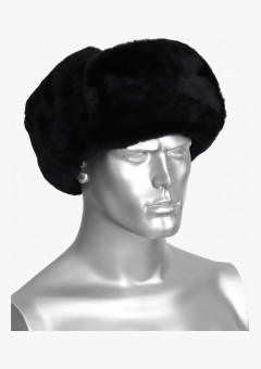 Шапка-ушанка (мутон искусственный) чёрная