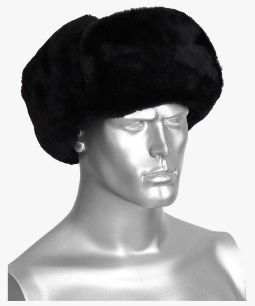 Шапка-ушанка (мутон искусственный) чёрная