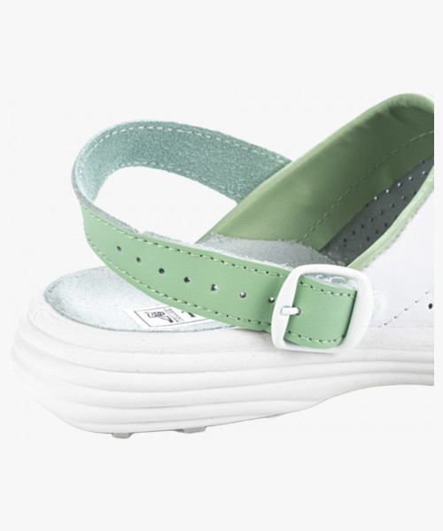 Сабо женские нат.кожа Комфорт ПВХ, белый/зеленый