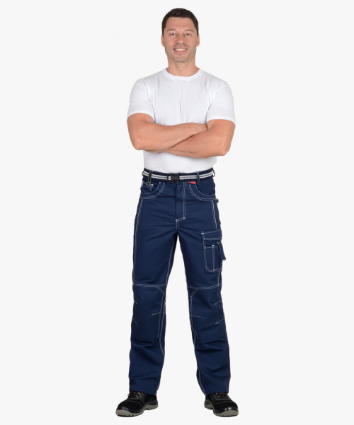 Брюки СИРИУС-ПРЕСТИЖ мужские летние синие, кант СВМ