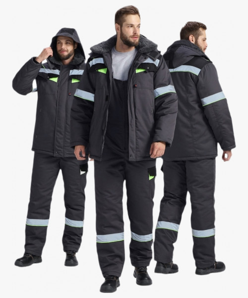 Костюм зимний Ховард (тк.Смесовая,240) п/к, т.серый/черный/лимонный