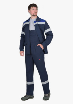 Костюм СИРИУС-СУРГУТ-РОСС куртка, п/к, антистат. МВО, синий с васильковым и СОП