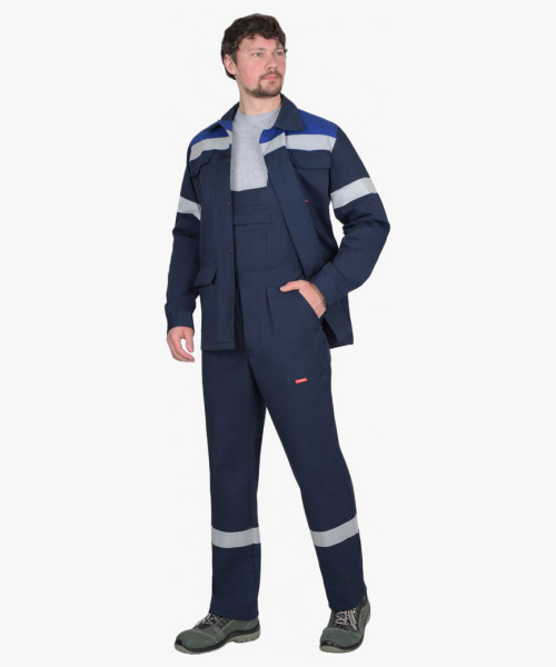 Костюм СИРИУС-СУРГУТ-РОСС куртка, п/к, антистат. МВО, синий с васильковым и СОП