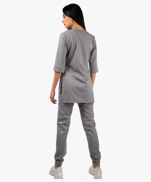 Костюм женский В-489, блуза, брюки, серый