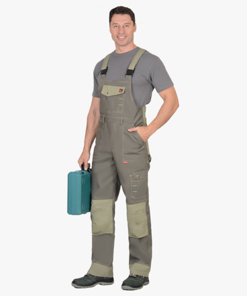 Костюм СИРИУС-ВЕСТ-ВОРК куртка дл, п/к т.оливковый со св.оливковым пл. 275 г/кв.м