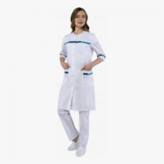 Халат женский Лотос (тк.ТиСи), белый/голубой