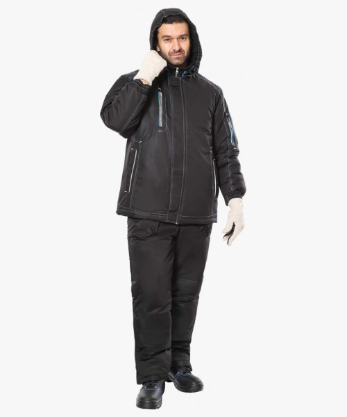 Костюм СИРИУС-АЛЕКС зимний: куртка, брюки, черный, тк.Таслан