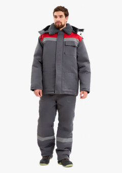 Костюм зимний Квайл-1 СОП (тк.Смесовая,210) брюки, т.серый/красный