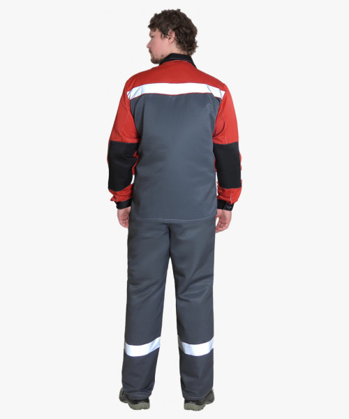 Костюм СИРИУС-ПРОФИЛЬ куртка, брюки, темно-серый с красным с черной отделкой и СОП