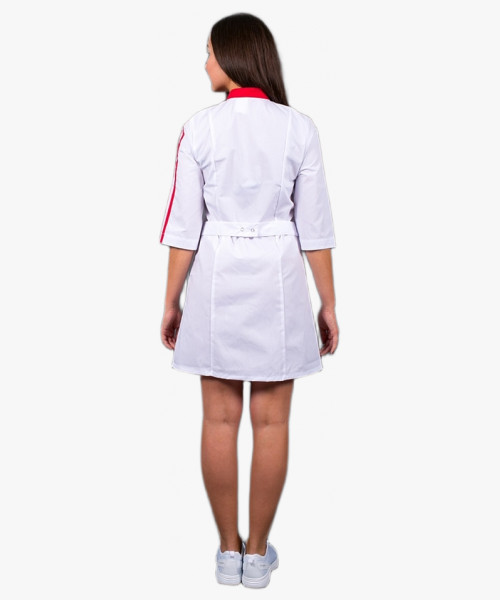 Халат женский Спринт (ткань ТиСи), белый/красный