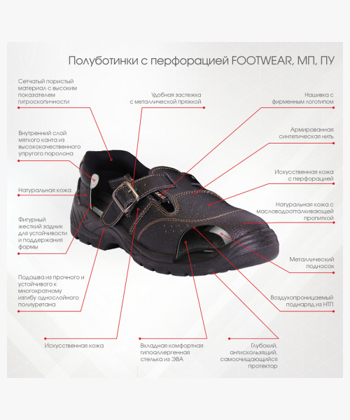 Полуботинки с перфорацией FOOTWEAR, МП, ПУ