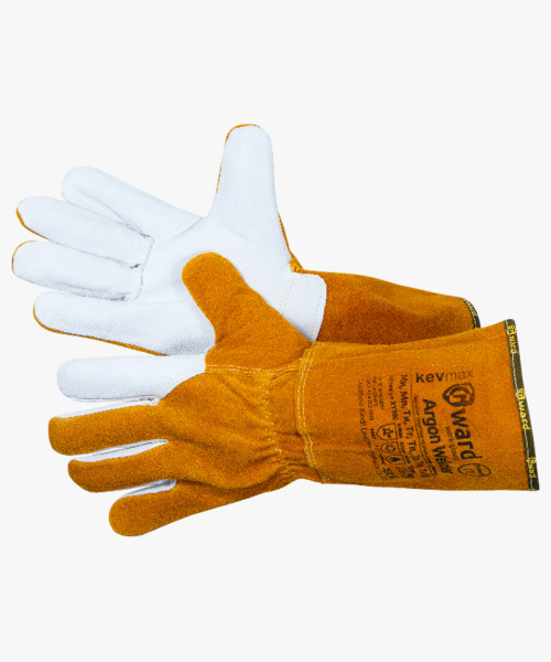 Argon Welder Краги из спилка с ладонью из белой кожи