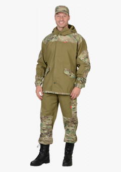 Костюм СИРИУС-ГОРКА куртка, брюки, помочи (полотно палаточное), хаки, отделка КМФ Мультикам