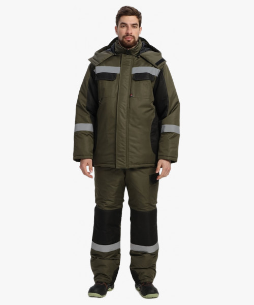 Костюм зимний Вектрон-2 СОП (тк.Таслан,135) п/к, хаки/черный