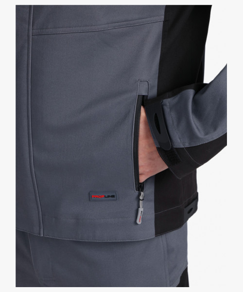 Костюм мужской летний ProfLineLeader-2 (тк.Хлопок/Спандекс,260) полукомбинезон, серый/черный