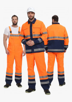 Костюм для дорожника (тк.Смесовая,210) п/к, оранжевый/т.синий